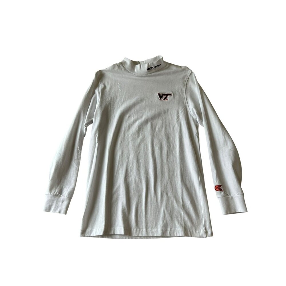 Virginia Tech VT Hokies Colosseum White Mock Neck Long Sleeve Shirt Sz Med